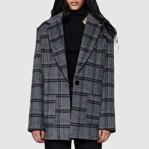Bardot Checked Wool Blend Blazer Coat - Oversized
